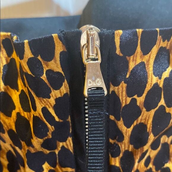 D&G Black & Gold Leopard Print Sleeveless Slip Dress - Picture 6 of 7